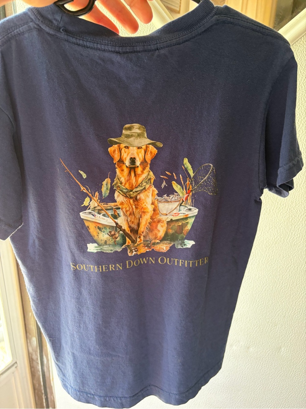 Kids Navy Dog Graphic Tee - Golden Retriever Design